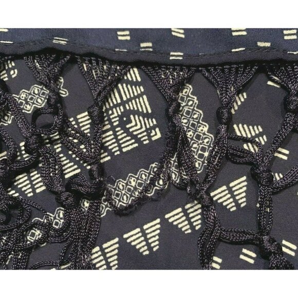 Maurices Womens Open Front Fringe Bottom Cardigan Size S/M Sleeve Blue White - Picture 12 of 12